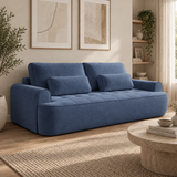 Home Collective Sofa Couch Schlafsofa ausziehbar inkl. Bettkasten Schlafcouch Gästebett 250 cm | weicher Velours & Easy Clean | Wohnzimmer Sofa quadratische Steppung | inkl. Kissen