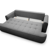 Home Collective Sofa Couch Schlafsofa ausziehbar inkl. Bettkasten Schlafcouch Gästebett 250 cm | weicher Velours & Easy Clean | Wohnzimmer Sofa quadratische Steppung | inkl. Kissen