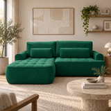 Home Collective Ecksofa Sofa Couch Wohnlandschaft ausziehbar inkl. Bettkasten Schlafsofa Gästebett 260x165 cm | weicher Velours & Easy Clean | Wohnzimmer Sofa L-Form | inkl. Kissen