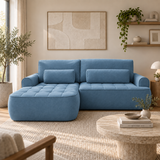 Home Collective Ecksofa Sofa Couch Wohnlandschaft ausziehbar inkl. Bettkasten Schlafsofa Gästebett 260x165 cm | weicher Velours & Easy Clean | Wohnzimmer Sofa L-Form | inkl. Kissen