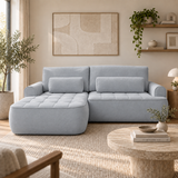 Home Collective Ecksofa Sofa Couch Wohnlandschaft ausziehbar inkl. Bettkasten Schlafsofa Gästebett 260x165 cm | weicher Velours & Easy Clean | Wohnzimmer Sofa L-Form | inkl. Kissen