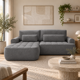 Home Collective Ecksofa Sofa Couch Wohnlandschaft ausziehbar inkl. Bettkasten Schlafsofa Gästebett 260x165 cm | weicher Velours & Easy Clean | Wohnzimmer Sofa L-Form | inkl. Kissen