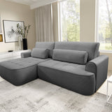 Home Collective Ecksofa Sofa Couch Wohnlandschaft ausziehbar inkl. Bettkasten Schlafsofa Gästebett 260x165 cm | weicher Velours & Easy Clean | Wohnzimmer Sofa L-Form | inkl. Kissen