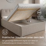 Home Collective Polsterbett 100x200 | 120x200 | 140x200 | 160x200 | 180x200 | 200x200 Doppelbett Bett mit verstellbarem Lattenrost & Stauraum