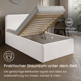 Home Collective Polsterbett Doppelbett Bett mit verstellbarem Lattenrost & Stauraum, wählbare Matratze (Federkern H2 / Kaltschaum H3) viele Größen verfügbar Kordstoff