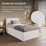 Home Collective Polsterbett Doppelbett Bett mit verstellbarem Lattenrost & Stauraum, wählbare Matratze (Federkern H2 / Kaltschaum H3) viele Größen verfügbar Kordstoff