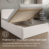 Home Collective Polsterbett Doppelbett Bett mit verstellbarem Lattenrost & Stauraum, wählbare Matratze (Federkern H2 / Kaltschaum H3) viele Größen verfügbar Kordstoff