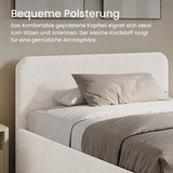 Home Collective Polsterbett Doppelbett Bett mit verstellbarem Lattenrost & Stauraum, wählbare Matratze (Federkern H2 / Kaltschaum H3) viele Größen verfügbar Kordstoff