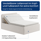 Home Collective Polsterbett Doppelbett Bett mit verstellbarem Lattenrost & Stauraum, wählbare Matratze (Federkern H2 / Kaltschaum H3) viele Größen verfügbar Kordstoff