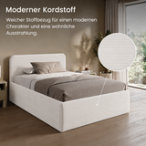 Home Collective Polsterbett Doppelbett Bett mit verstellbarem Lattenrost & Stauraum, wählbare Matratze (Federkern H2 / Kaltschaum H3) viele Größen verfügbar Kordstoff