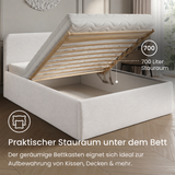 Home Collective Polsterbett Doppelbett Bett mit verstellbarem Lattenrost & Stauraum, wählbare Matratze (Federkern H2 / Kaltschaum H3) viele Größen verfügbar Kordstoff