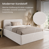 Home Collective Polsterbett Doppelbett Bett mit verstellbarem Lattenrost & Stauraum, wählbare Matratze (Federkern H2 / Kaltschaum H3) viele Größen verfügbar Kordstoff