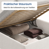 Home Collective Polsterbett Doppelbett Bett mit verstellbarem Lattenrost & Stauraum, wählbare Matratze (Federkern H2 / Kaltschaum H3) viele Größen verfügbar Kordstoff