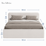 Home Collective Polsterbett Doppelbett Bett mit verstellbarem Lattenrost & Stauraum, wählbare Matratze (Federkern H2 / Kaltschaum H3) viele Größen verfügbar Kordstoff