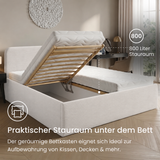 Home Collective Polsterbett Doppelbett Bett mit verstellbarem Lattenrost & Stauraum, wählbare Matratze (Federkern H2 / Kaltschaum H3) viele Größen verfügbar Kordstoff