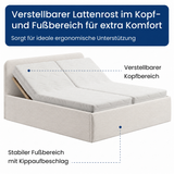 Home Collective Polsterbett Doppelbett Bett mit verstellbarem Lattenrost & Stauraum, wählbare Matratze (Federkern H2 / Kaltschaum H3) viele Größen verfügbar Kordstoff