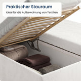 Home Collective Polsterbett Doppelbett Bett mit verstellbarem Lattenrost & Stauraum, wählbare Matratze (Federkern H2 / Kaltschaum H3) viele Größen verfügbar Kordstoff