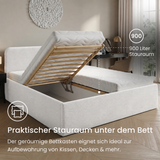 Home Collective Polsterbett Doppelbett Bett mit verstellbarem Lattenrost & Stauraum, wählbare Matratze (Federkern H2 / Kaltschaum H3) viele Größen verfügbar Kordstoff