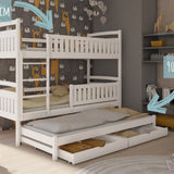 B-STOCK : Lit mezzanine / lit superposé 90x200 cm avec lit gigogne et deux tiroirs 