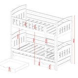 B-STOCK : Lit mezzanine / lit superposé 90x200 cm avec lit gigogne et deux tiroirs 