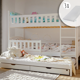 B-STOCK : Lit mezzanine / lit superposé 90x200 cm avec lit gigogne et deux tiroirs 