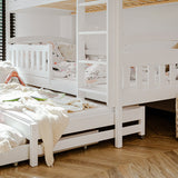 B-STOCK : Lit mezzanine / lit superposé 90x200 cm avec lit gigogne et deux tiroirs 