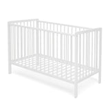 Babybett Kinderbett 60x120 Gitterbett Baby Bett Komplett-Set Beistellbett mitwachsend, Lattenrost höhenverstellbar mit abnehmbaren Sprossen | weiß Kiefer-Vollholz