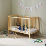 Babybett Kinderbett 60x120 Gitterbett Baby Bett Komplett-Set Beistellbett mitwachsend, Lattenrost höhenverstellbar mit abnehmbaren Sprossen | weiß Kiefer-Vollholz