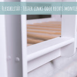Hochbett 80x180 | 90x200 cm mit Matratze (optional), Lattenrost und Rausfallschutz, aus Vollholz massiv in weiss, Funktionsbett Jugendbett