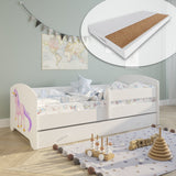 Kids Collective Kinderbett 70x140 / 80x160 Komplett Set inkl. Matratze, Lattenrost, Schublade & Rausfallschutz | Einzelbett für Kinder von 2 – 10 Jahren | weiß mit wählbarem Motiv