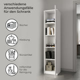 Armoire polyvalente, 40 cm de largeur et 180 cm de hauteur avec quatre étagères, armoire de rangement étroite en bois MDF