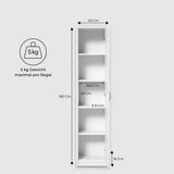 Armoire polyvalente, 40 cm de largeur et 180 cm de hauteur avec quatre étagères, armoire de rangement étroite en bois MDF
