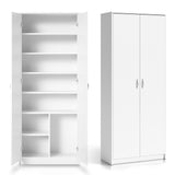 Armoire armoire polyvalente avec amortisseur de porte SOFT CLOSE (en option) blanc 74 cm largeur 180 cm hauteur avec quatre ou six étagères, classeur organisateur d'armoire domestique en bois MDF