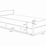 Lit d'appoint lit 90x200 cm avec matelas (en option), tiroir &amp; sommier à lattes en bois MDF blanc 200 x 90