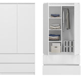 Home Collective Kleiderschrank Schrank Mehrzweckschrank Haushaltsschrank 90x50x180 cm (BxTxH)  mit 2 Schubladen, 3 Einlegeböden & Kleiderstange  – robust, platzsparend & vielseitig