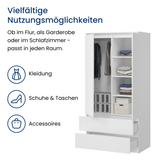 Home Collective Kleiderschrank Schrank Mehrzweckschrank Haushaltsschrank 90x50x180 cm (BxTxH)  mit 2 Schubladen, 3 Einlegeböden & Kleiderstange  – robust, platzsparend & vielseitig
