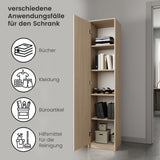 Armoire polyvalente, 40 cm de largeur et 180 cm de hauteur avec quatre étagères, armoire de rangement étroite en bois MDF