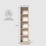 Armoire polyvalente, 40 cm de largeur et 180 cm de hauteur avec quatre étagères, armoire de rangement étroite en bois MDF