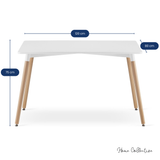Table à manger table de cuisine table de salle à manger petite 120 cm de longueur + 80 cm de largeur noir ou blanc avec pieds en bois massif naturel
