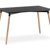 Table à manger table de cuisine table de salle à manger petite 120 cm de longueur + 80 cm de largeur noir ou blanc avec pieds en bois massif naturel