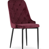 Chaise de salle à manger, chaise de cuisine, chaise de bureau, siège en velours avec pieds en métal noir, charge de siège de 120 kg, siège ergonomique confortable rembourré en velours doux, pieds noirs