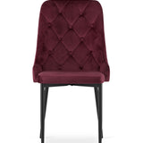 Chaise de salle à manger, chaise de cuisine, chaise de bureau, siège en velours avec pieds en métal noir, charge de siège de 120 kg, siège ergonomique confortable rembourré en velours doux, pieds noirs