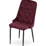Chaise de salle à manger, chaise de cuisine, chaise de bureau, siège en velours avec pieds en métal noir, charge de siège de 120 kg, siège ergonomique confortable rembourré en velours doux, pieds noirs
