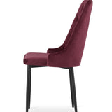 Chaise de salle à manger, chaise de cuisine, chaise de bureau, siège en velours avec pieds en métal noir, charge de siège de 120 kg, siège ergonomique confortable rembourré en velours doux, pieds noirs