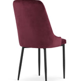 Chaise de salle à manger, chaise de cuisine, chaise de bureau, siège en velours avec pieds en métal noir, charge de siège de 120 kg, siège ergonomique confortable rembourré en velours doux, pieds noirs