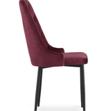 Chaise de salle à manger, chaise de cuisine, chaise de bureau, siège en velours avec pieds en métal noir, charge de siège de 120 kg, siège ergonomique confortable rembourré en velours doux, pieds noirs