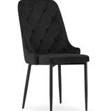 Chaise de salle à manger, chaise de cuisine, chaise de bureau, siège en velours avec pieds en métal noir, charge de siège de 120 kg, siège ergonomique confortable rembourré en velours doux, pieds noirs