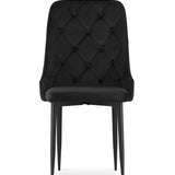 Chaise de salle à manger, chaise de cuisine, chaise de bureau, siège en velours avec pieds en métal noir, charge de siège de 120 kg, siège ergonomique confortable rembourré en velours doux, pieds noirs