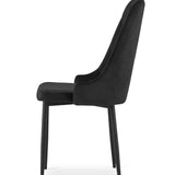 Chaise de salle à manger, chaise de cuisine, chaise de bureau, siège en velours avec pieds en métal noir, charge de siège de 120 kg, siège ergonomique confortable rembourré en velours doux, pieds noirs