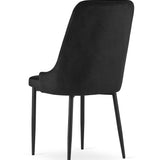 Chaise de salle à manger, chaise de cuisine, chaise de bureau, siège en velours avec pieds en métal noir, charge de siège de 120 kg, siège ergonomique confortable rembourré en velours doux, pieds noirs